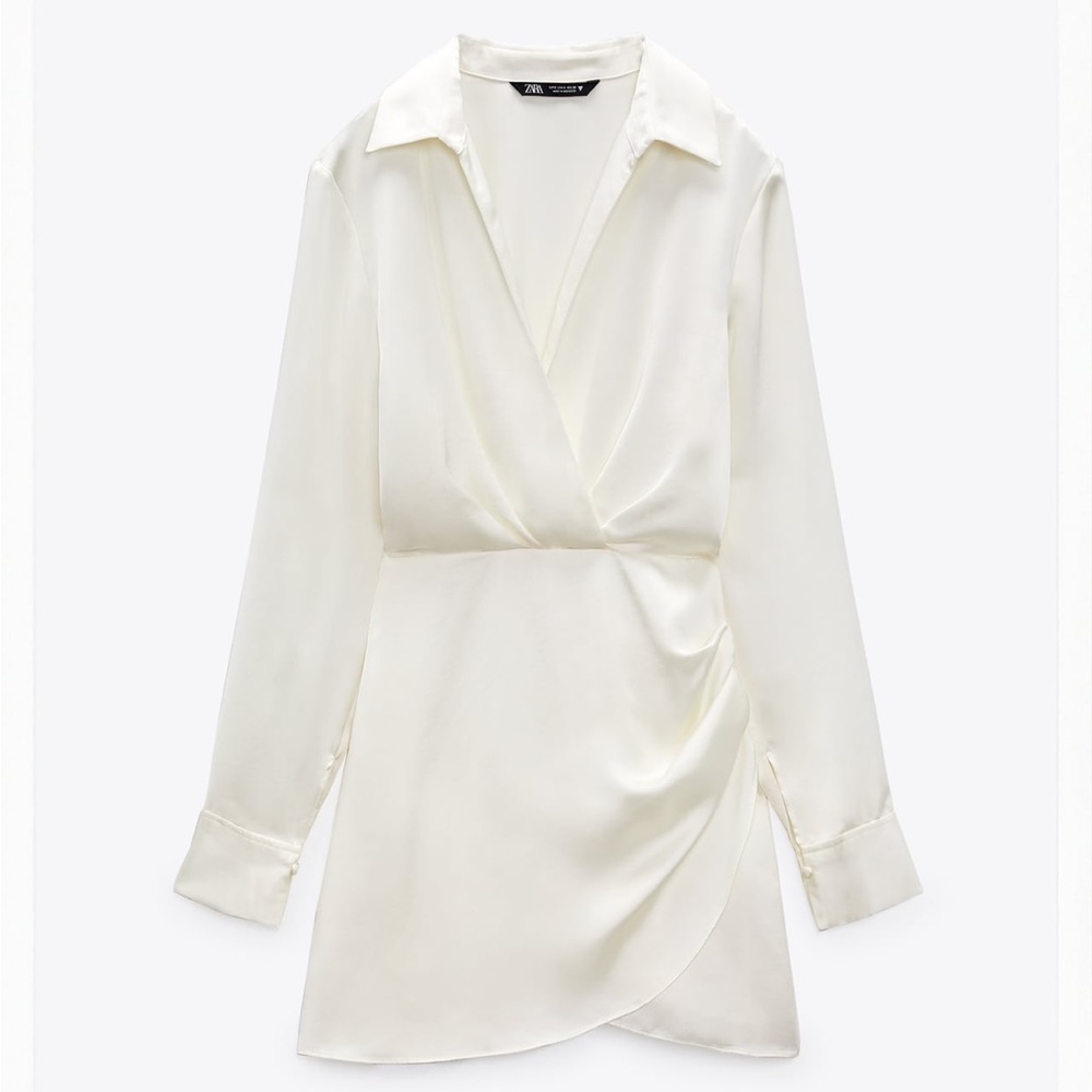 Zara oyster white satin effect XS dress